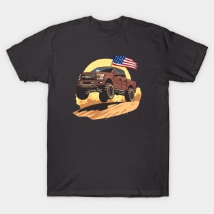 F150 car truck offroad jump on desert brown T-Shirt